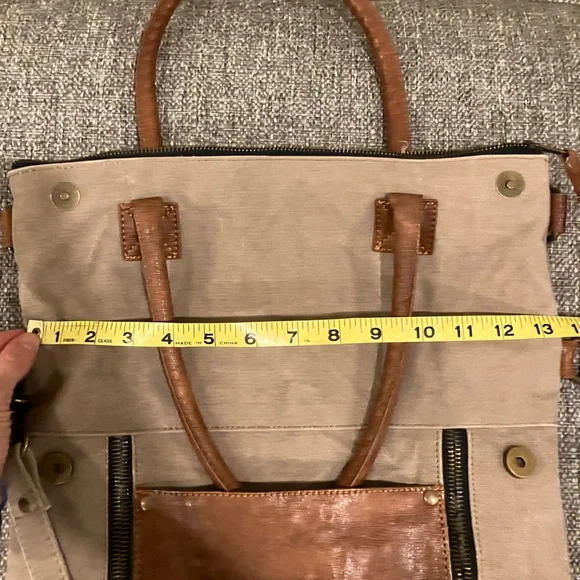 Mona B canvas/leather convertible crossbody satchel - Picture 9 of 10